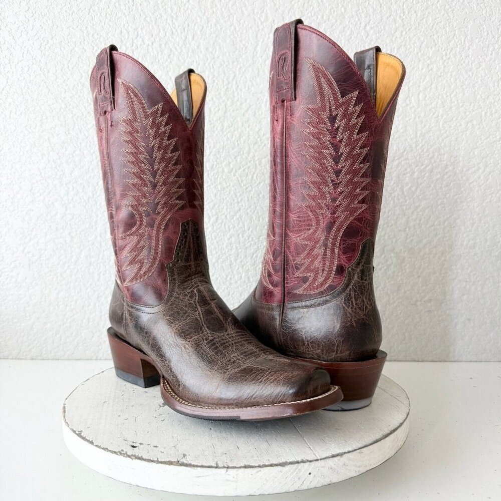 Rod Patrick Womens Cowboy Boots 10A Brown Western Cowgirl Mid Calf Blunt Toe